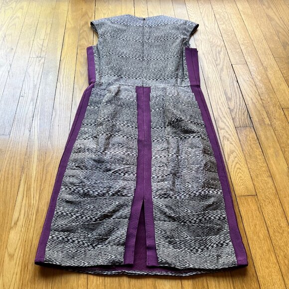 Ports 1961 Size 8 Silk Purple Silver Tiered Sleeveless Pencil Cocktail Dress - Picture 11 of 13